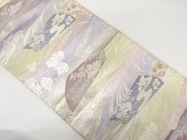 JAPANESE FUKURO OBI / WOVEN FLORAL PLANTS